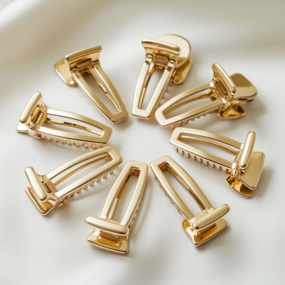 złote spinki do włosów