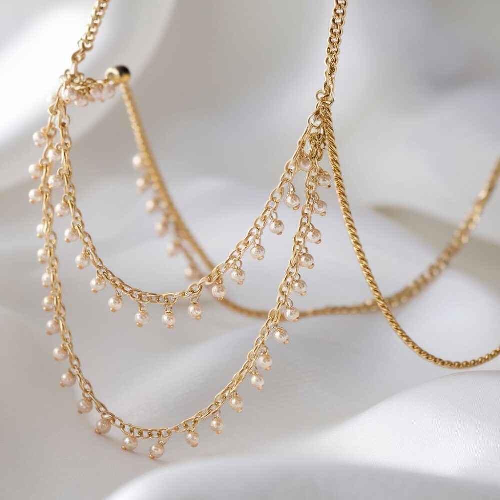 złoty łańcuszek z kuleczkami